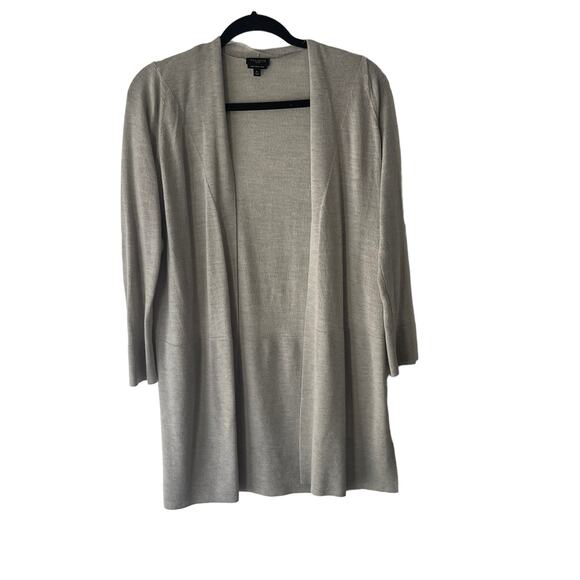 Talbots Size Small Grey Pure Merino Wool Open Front Caridgan Sweater - Picture 1 of 9